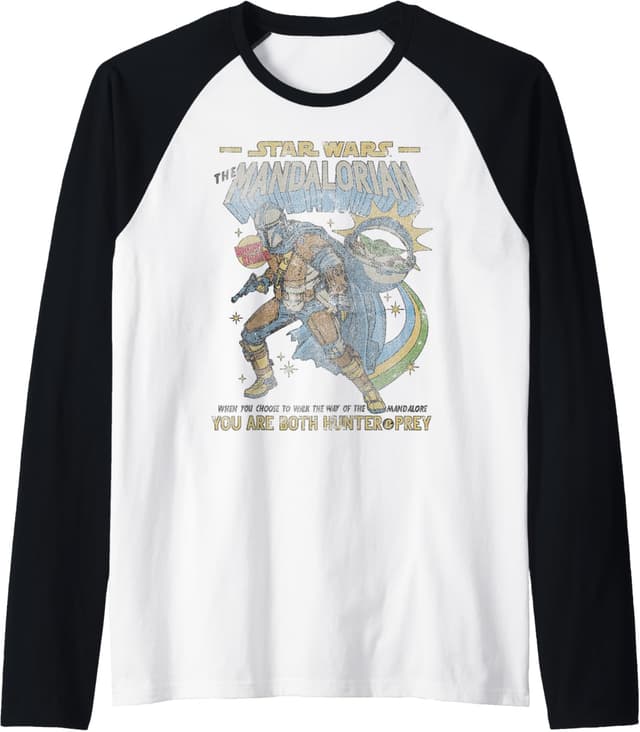 🌟 Star Wars Mandalorian Comic Poster Raglan - Offiziell lizenzierte Star Wars Kleidung 🌠