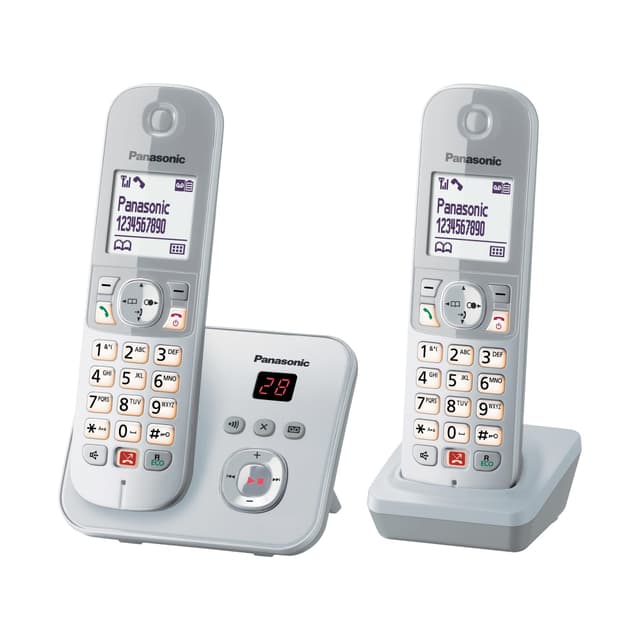 Panasonic KX-TG6862GS Schnurlostelefon mit 2 Mobilteilen und Anrufbeantworter 📞🔒🕰️