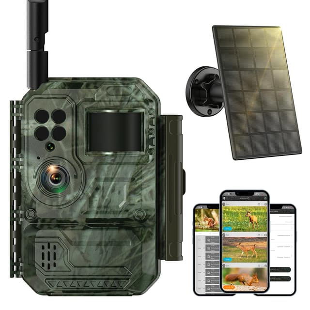 🌞📸 VOOPEAK 4G LTE Solar Wildkamera mit SIM Karte - Unbegrenzter Fluss, Nachtsicht, Bewegungsmelder, Zwei-Wege-Audio