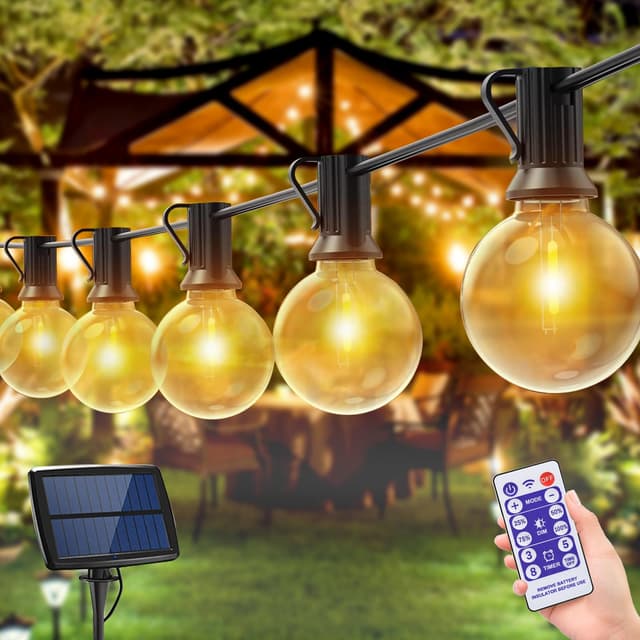 Bomkim Solar Lichterkette Außen mit 12+1 G40 LED Glühbirnen 🌞🎉