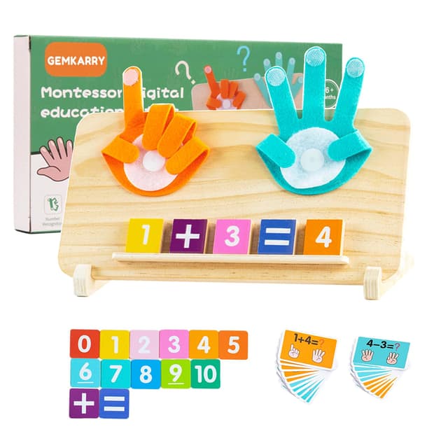 Montessori Spielzeug ab 3 Jahre 🎲 Holzspielzeug Fingerzählmathe 🧮 Lernspiele für Mädchen Jungen STEM Geburtstag