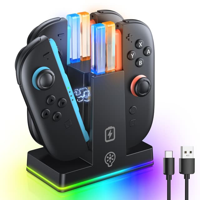 🎮🔹 FASTSNAIL RGB Ladestation für Switch 2 - Controller Ladestation Kompatibel mit Nintendo Switch für Joy Con 2