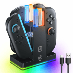 🎮🔹 FASTSNAIL RGB Ladestation für Switch 2 - Controller Ladestation Kompatibel mit Nintendo Switch für Joy Con 2