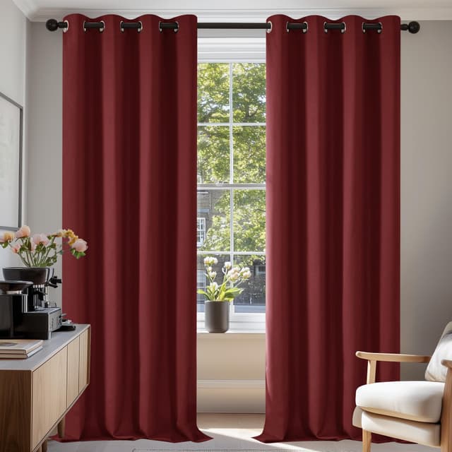 🌟Deconovo Gardinen Verdunkelungsvorhang 2er Set - 220x140 cm Rot