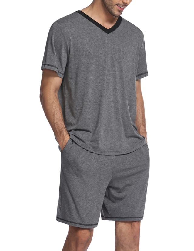 🌙 Ekouaer Herren Schlafanzug Kurz Sommer Set für Männer mit Taschen 🌟