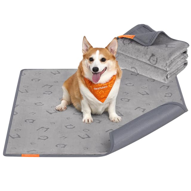 🐶 Feandrea Hundedecke, 2er Set, Wiederverwendbare Hundematte, 122 x 91 cm, L, Taubengrau PTD003G01