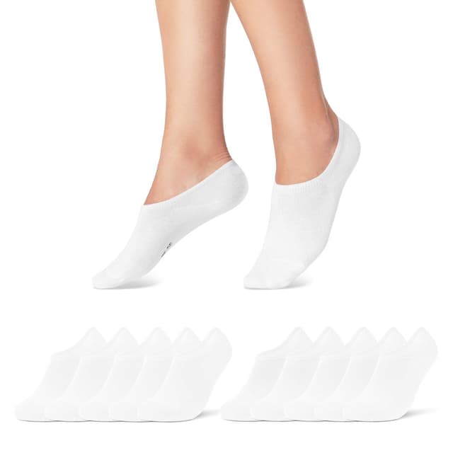 🧦 10 Paar Füßlinge Damen Herren No Show Sneaker Socken Atmungsaktiv & Rutschfest 43-46 Weiß