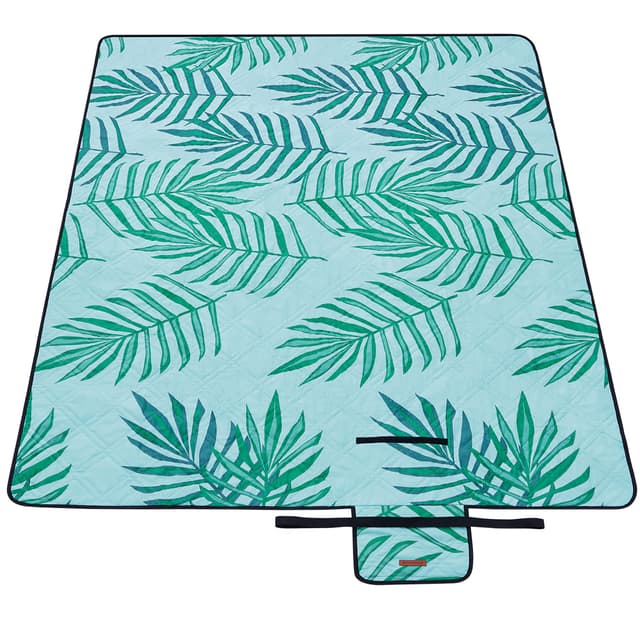 🌿🔵 SONGMICS Picknickdecke 300 x 200 cm - Farnmuster und Hellblau GCM001Q03 Angebot