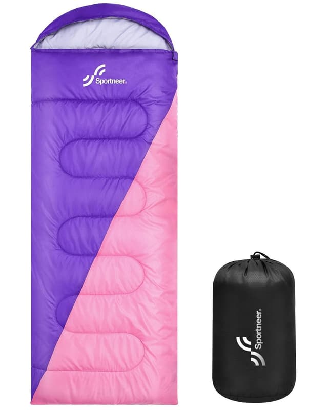 Sportneer Schlafsack für Erwachsene - Lila+Rosa 220x75cm 🏕️