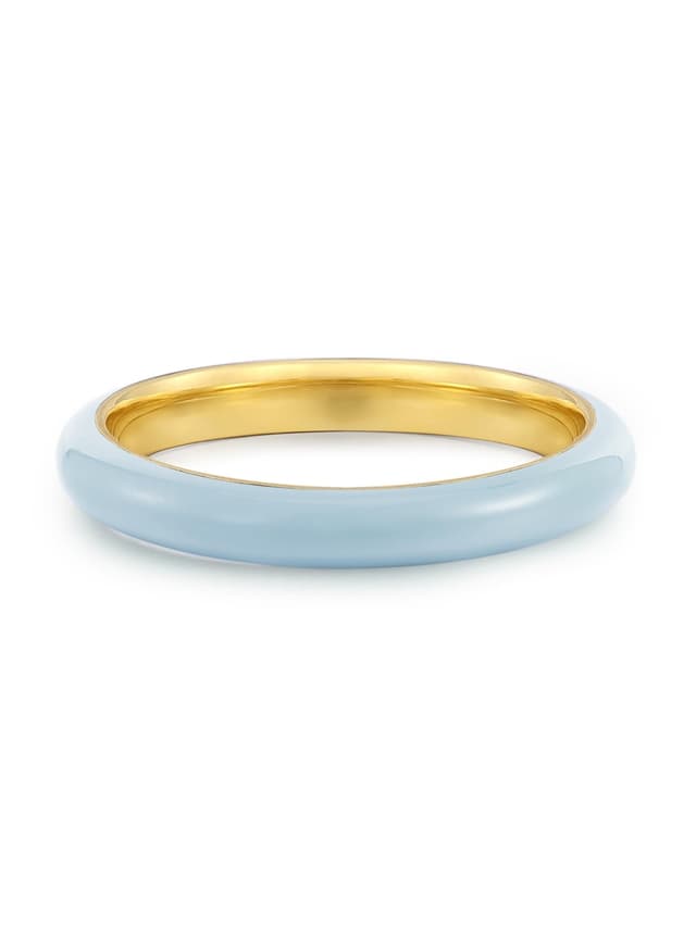 💍 GLANZSTÜCKE MÜNCHEN Damen Ring aus 925/- Sterling Silber gelbvergoldet 14 Karat mit Emaille blau Silberring 20