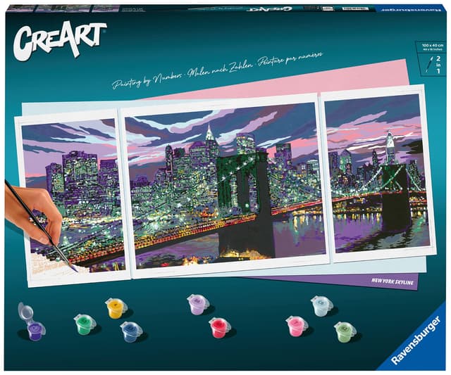 🎨 Ravensburger CreArt 23551 - Skyline von New York - Triptychon Malen nach Zahlen Erwachsene