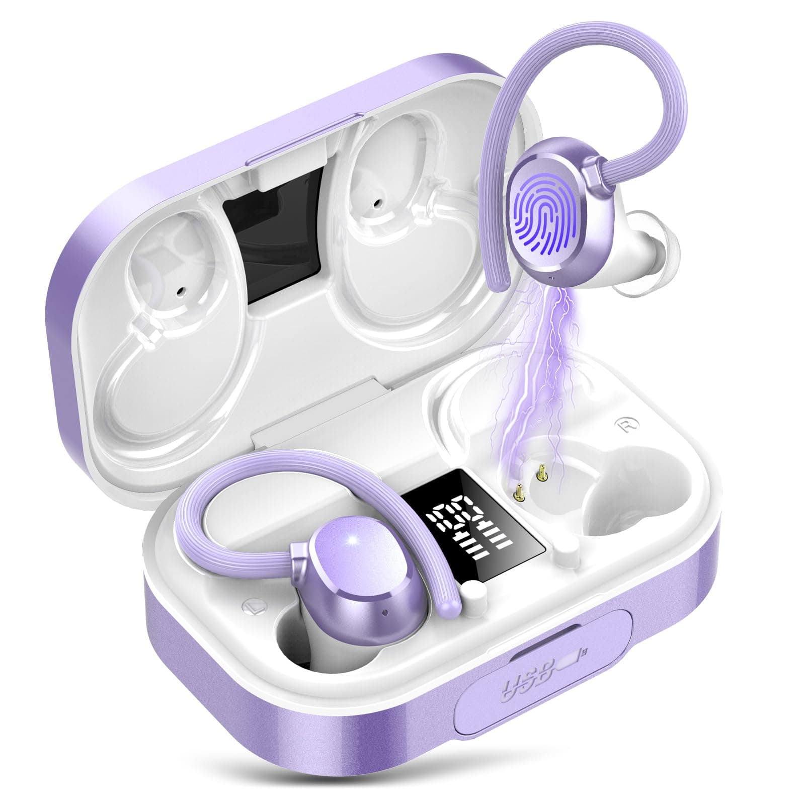 🎧 Bluetooth Kopfhörer Sport, Kopfhörer Kabellos Bluetooth 5.3 mit 120 Std Spielzeit (lila) 🎶