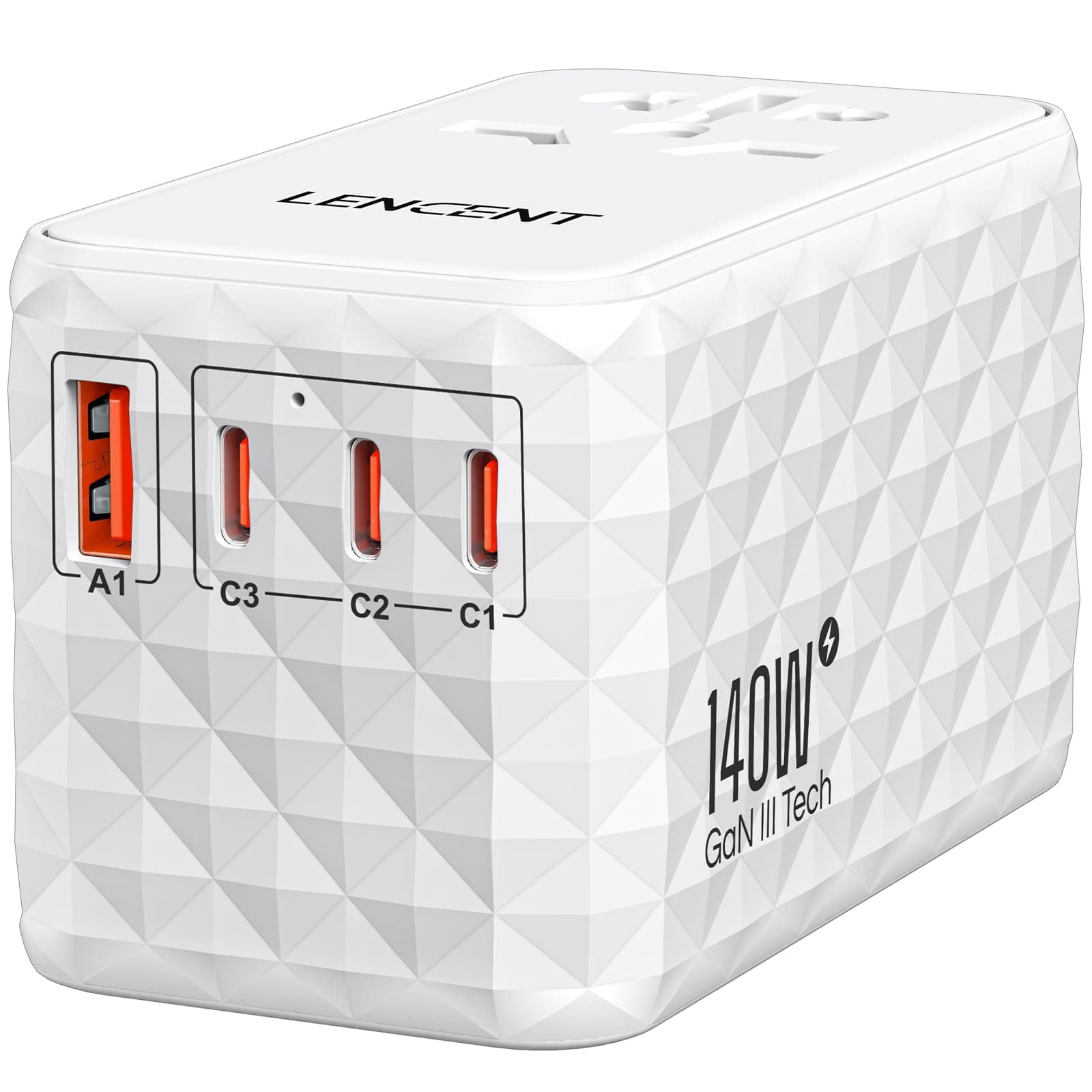 LENCENT Universal Reiseadapter 140W Schnellladung, Internationaler Reisestecker Adapter
