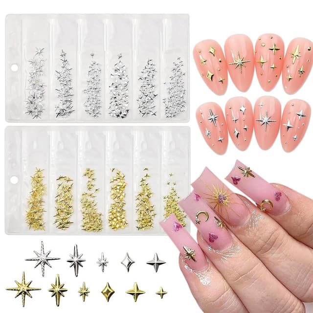 🌟 LunarCharm 400 Stück Stern-Nagelverzierungen für Nail Art 🌟