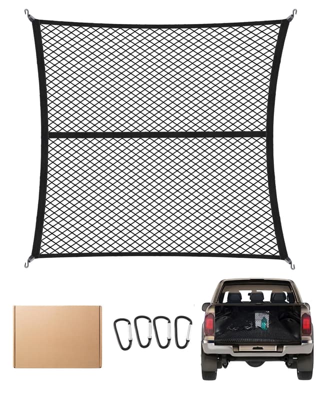 FoundGo 120x120cm Gepäcknetz [Max. 210x210cm Dehnbar] Hochelastisches Kofferraumnetz 🚛👜