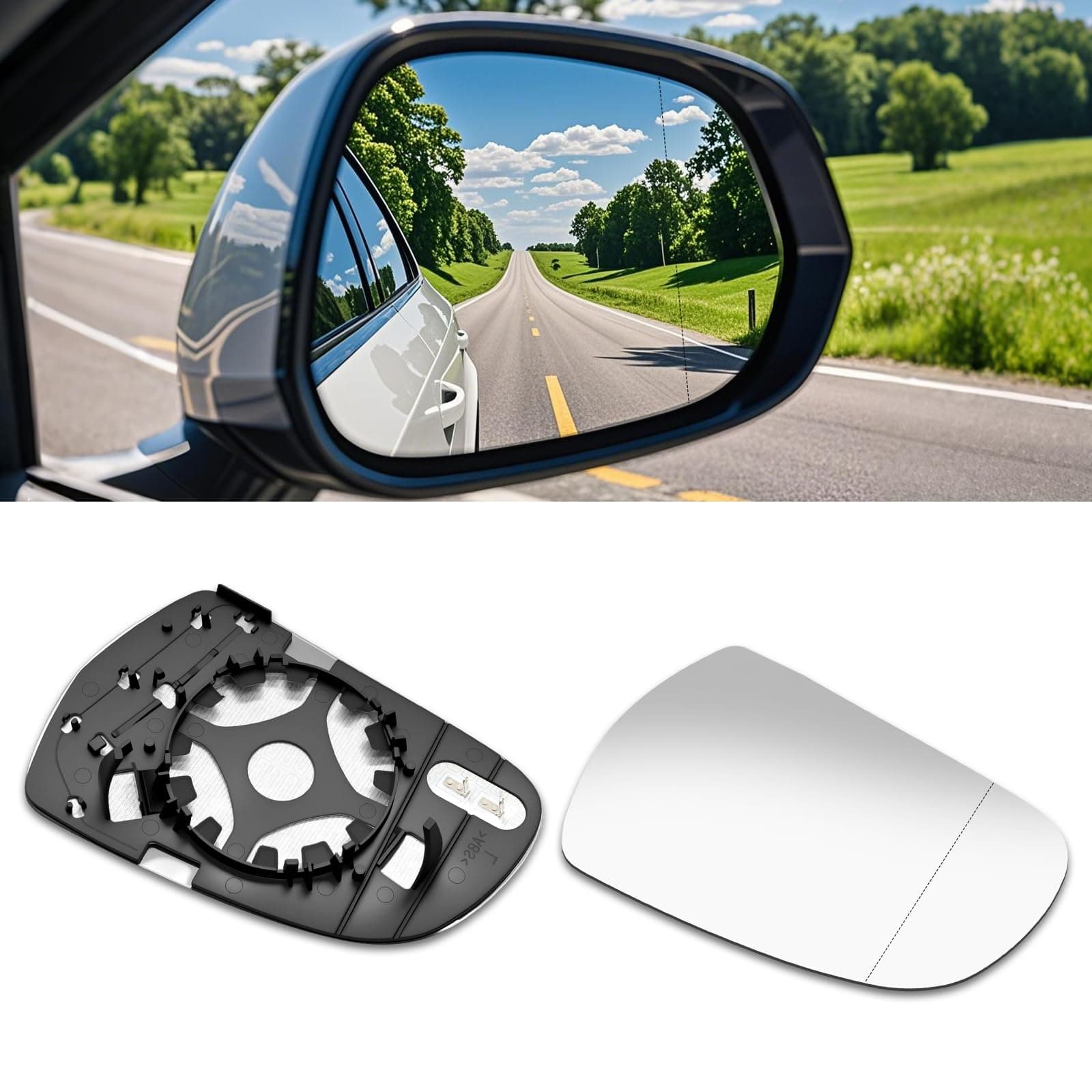 Wvoillty Spiegelglas Rechts Beheizbar Ersatzspiegelglas für AuDi A3, A4L B8, A5 - 8K0 857 536A