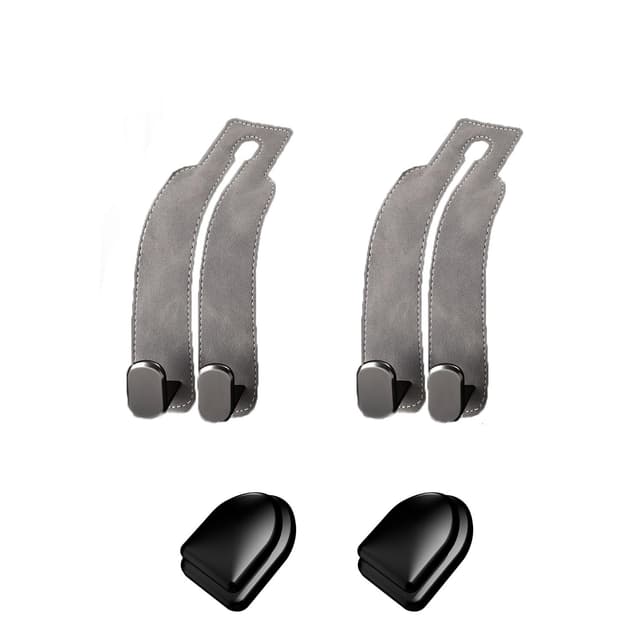 🚗👜 4 Stück Doppelhaken für Autositzlehne | Premium-Ledermaterial | Leichtes & kompaktes Design | Sicherheitsdesign | Vielseitige Anwendung | Einzigartiges Design