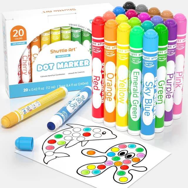 🎨 Shuttle Art 20 farbige Dot Marker für Kinder - Bingo Stempelstifte Set 🖍️