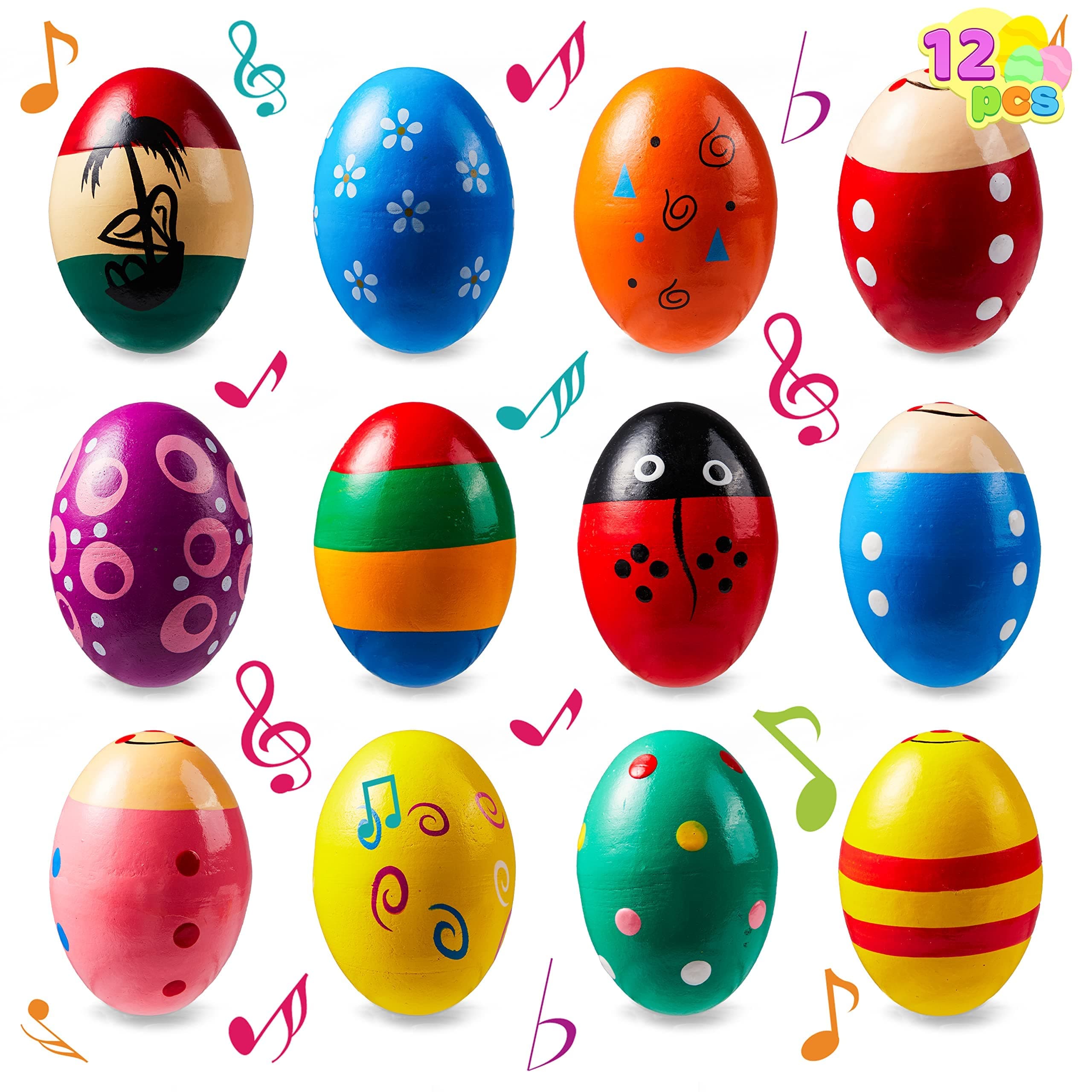 🐰 JOYIN 12 Stück 3" Hölzerne Eierschüttler Maracas Percussion Musical 🥚