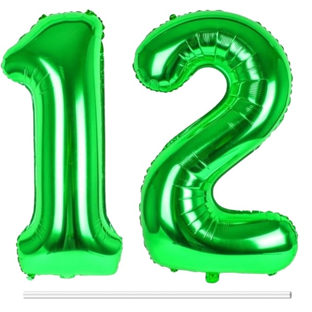 LAPONO Luftballons Geburtstag Zahl 12 Grün, XXL Folienballon Zahlen 1 und 2 🎈🎉