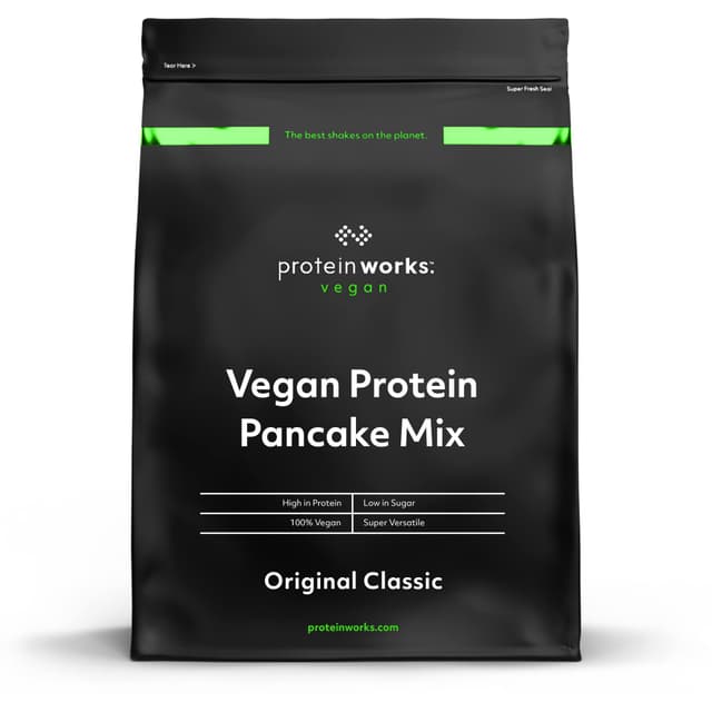 Protein Works Veganer Protein Pancake Mix 🥞 | Wenig Zucker, hoher Proteingehalt, langsam freigesetzte Kohlenhydrate