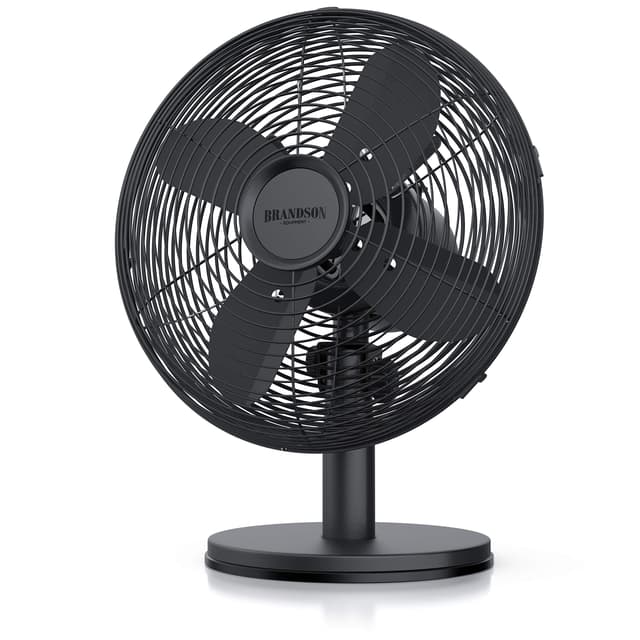 Brandson Tischventilator Design Retro - Mobiler Lüfter - Schwarz Matt