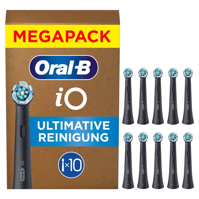 🦷 Oral-B iO Ultimative Reinigung - ORIGINAL Aufsteckbürsten für Elektrische Oral-B iO Zahnbürsten - Bürstenköpfe, Zahnbürstenaufsatz, Ersatzbürsten, Fortschrittliche Tiefenreinigung - Schwarz, 10 Stück 10 Stück - NEU
