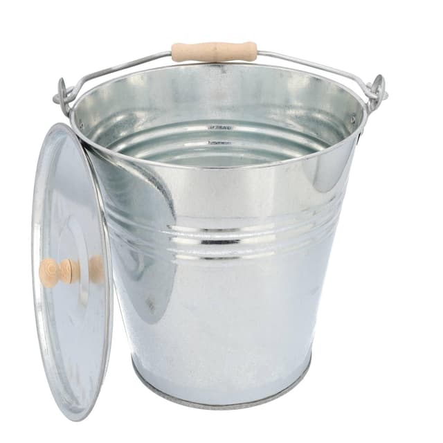 🔥 HRB Zinkeimer Ascheeimer mit Deckel Silber 12 Liter 🔥