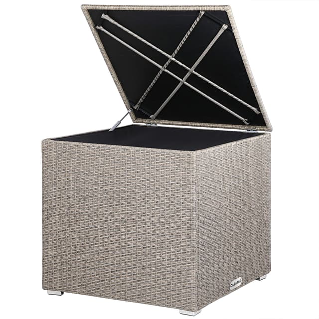 🌿🌞 Casaria® Auflagenbox Kissenbox 318 L Garten Aufbewahrungsbox Polyrattan Creme Beige 🌿🌞
