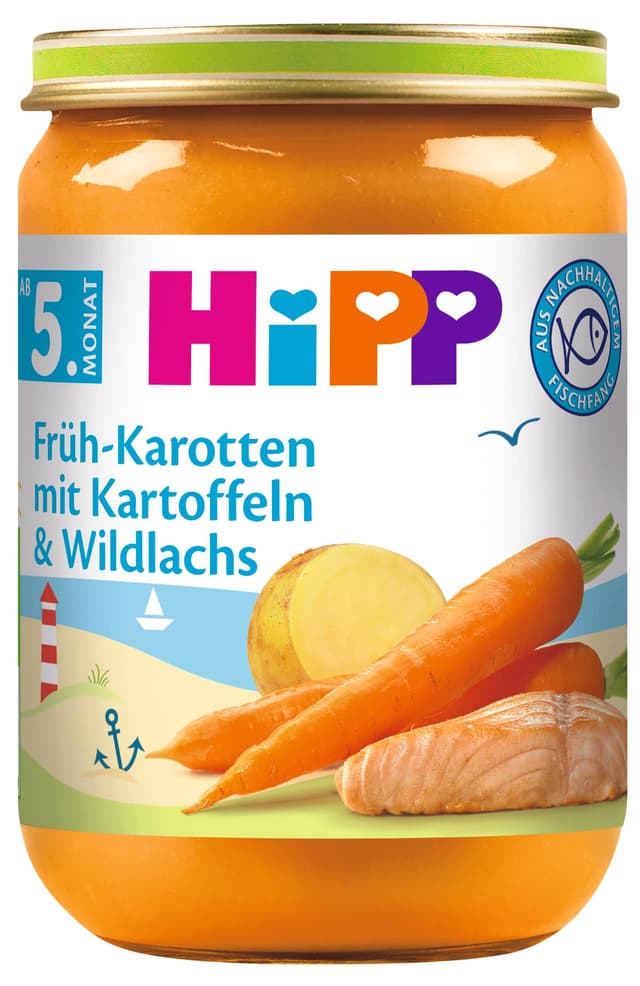 HiPP Früh-Karotten mit Kartoffeln und Wildlachs (6 x 190g) 🥕🥔🐟