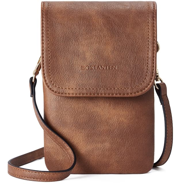 BOSTANTEN Klein Handytasche zum Umhängen 🌟 Designer Braun A-01-braun