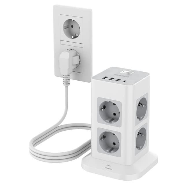 🔌🔋 TESSAN 8 Fach Mehrfachsteckdose mit USB C und 3 USB A - Deal des Tages! 🔌🔋