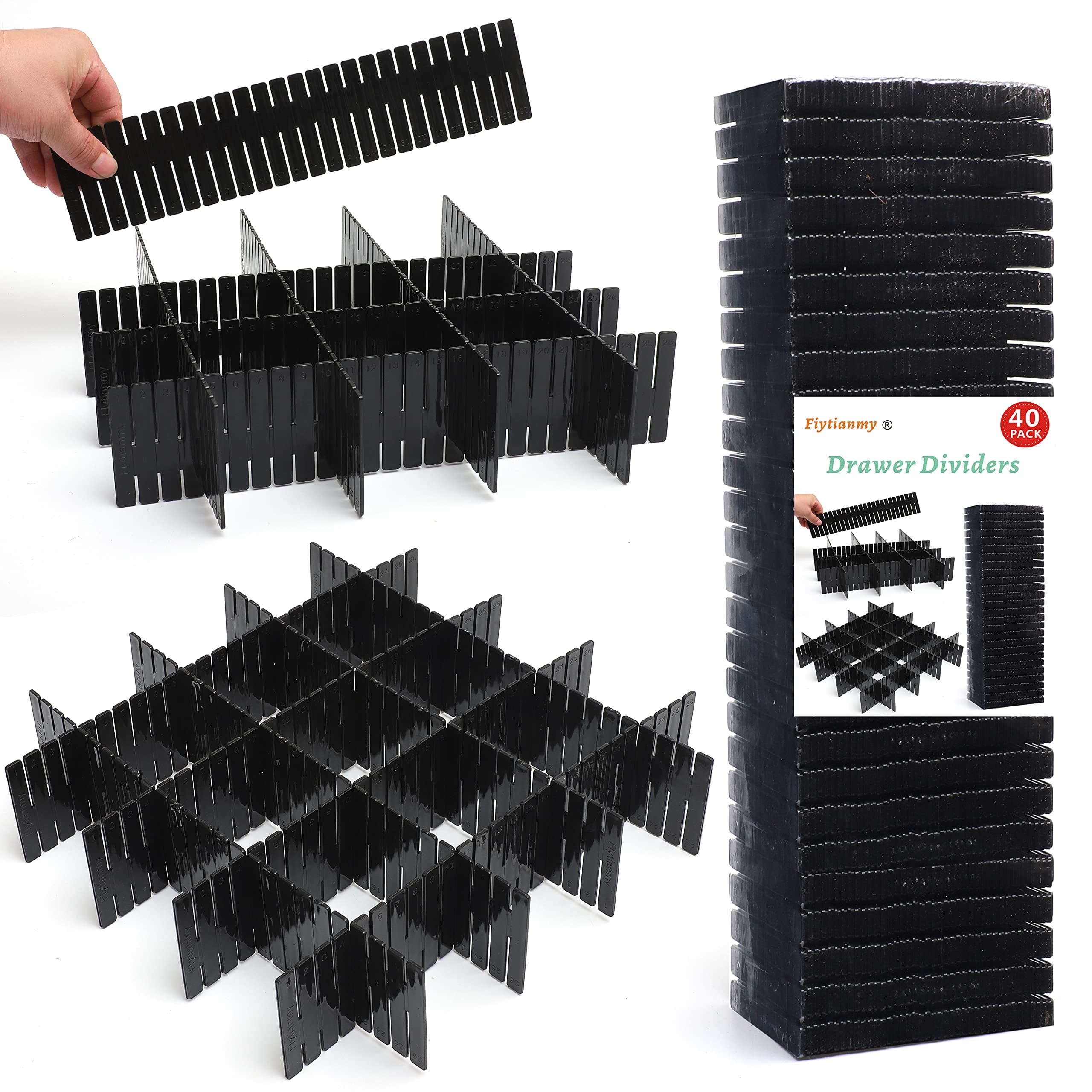 🌟 Flytianmy 40 Stück Schubladenteiler Schwarz 40Pcs - Organisieren Sie Ihre Schubladen!