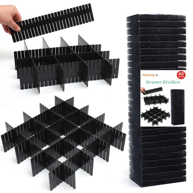 🌟 Flytianmy 40 Stück Schubladenteiler Schwarz 40Pcs - Organisieren Sie Ihre Schubladen!