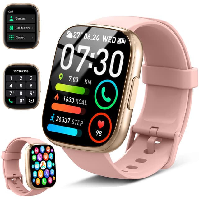Cillso Smartwatch Herren Damen mit Telefonfunktion, 1,95-Zoll-Schrittzähler-Uhr, 24-Stunden-Herzfrequenz, Schlaf, IP68 wasserdicht, 110+Sportmodi Smart Watch Fitness Tracker Roségold 🌟📱⌚