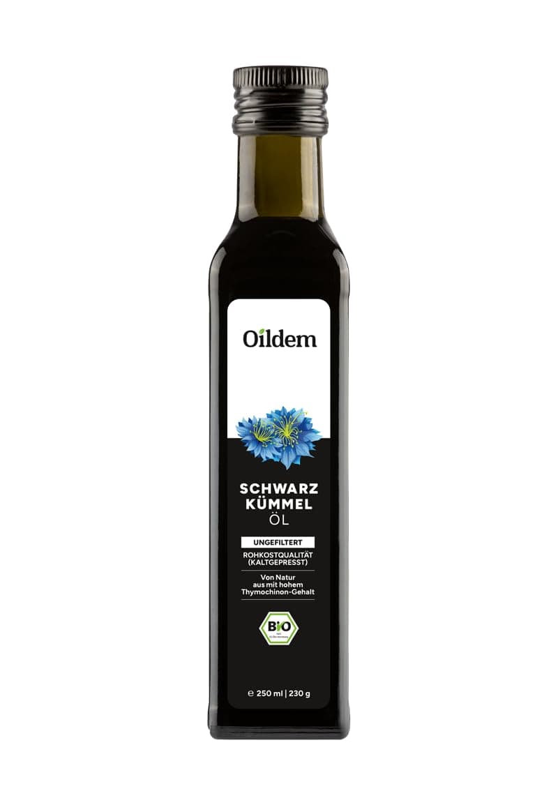 🌿 Oildem Bio Schwarzkümmelöl, Ungefiltert, 250ml, Kaltgepresst - 100% rein 🌿