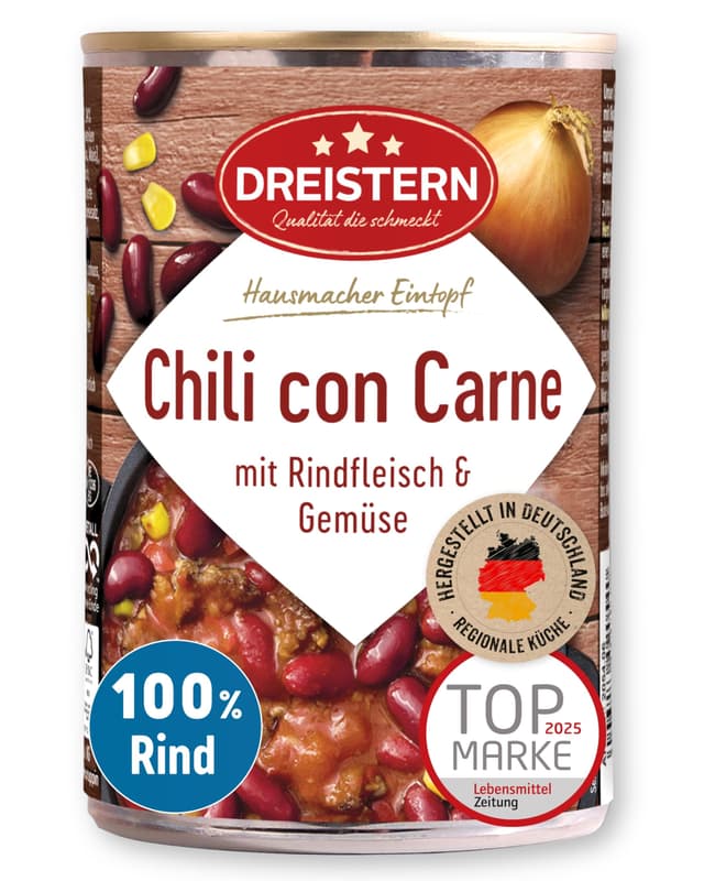 🌶️🍲 DREISTERN Chili con Carne 400g - Hochwertiger High-Protein-Eintopf