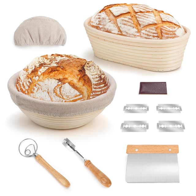 🍞🌿 PITCH PULSE Gärkorb Set - Brotkörbchen aus Natur-Rattanrohr