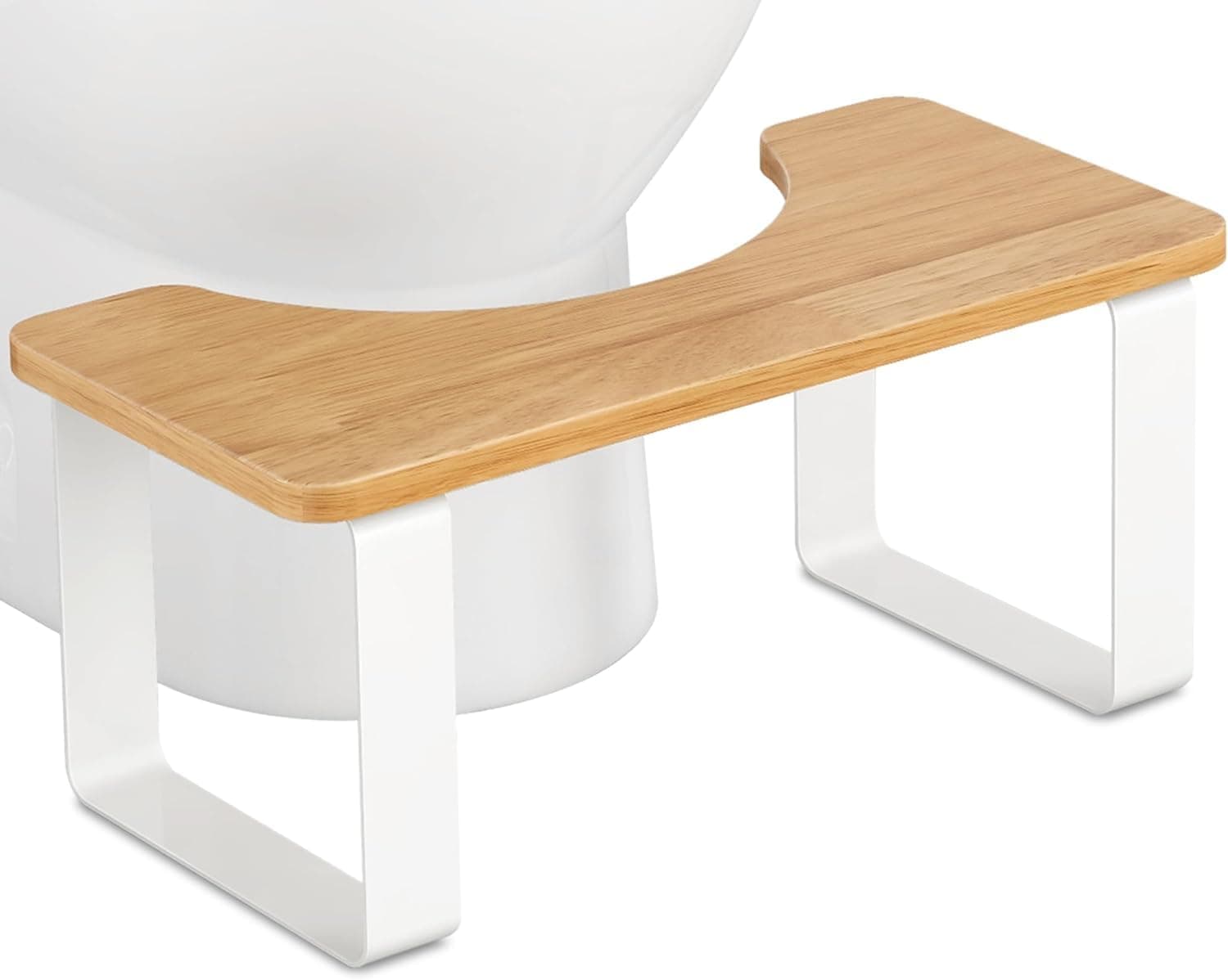 🚽 JIAPAIDUO Metall mit Holz-Toilettenhocker, 7 Zoll Badezimmer-Kothocker für Erwachsene, Weiß 🚽