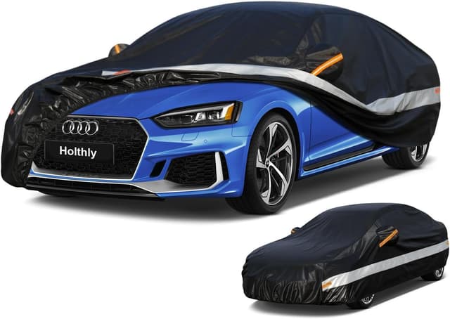 Holthly 10 Schichten Autoabdeckung 100% Wasserdicht Vollgarage Abdeckplane Auto Garage Staubdicht Wasserdicht Autohülle Autoplane Winter & Sommer