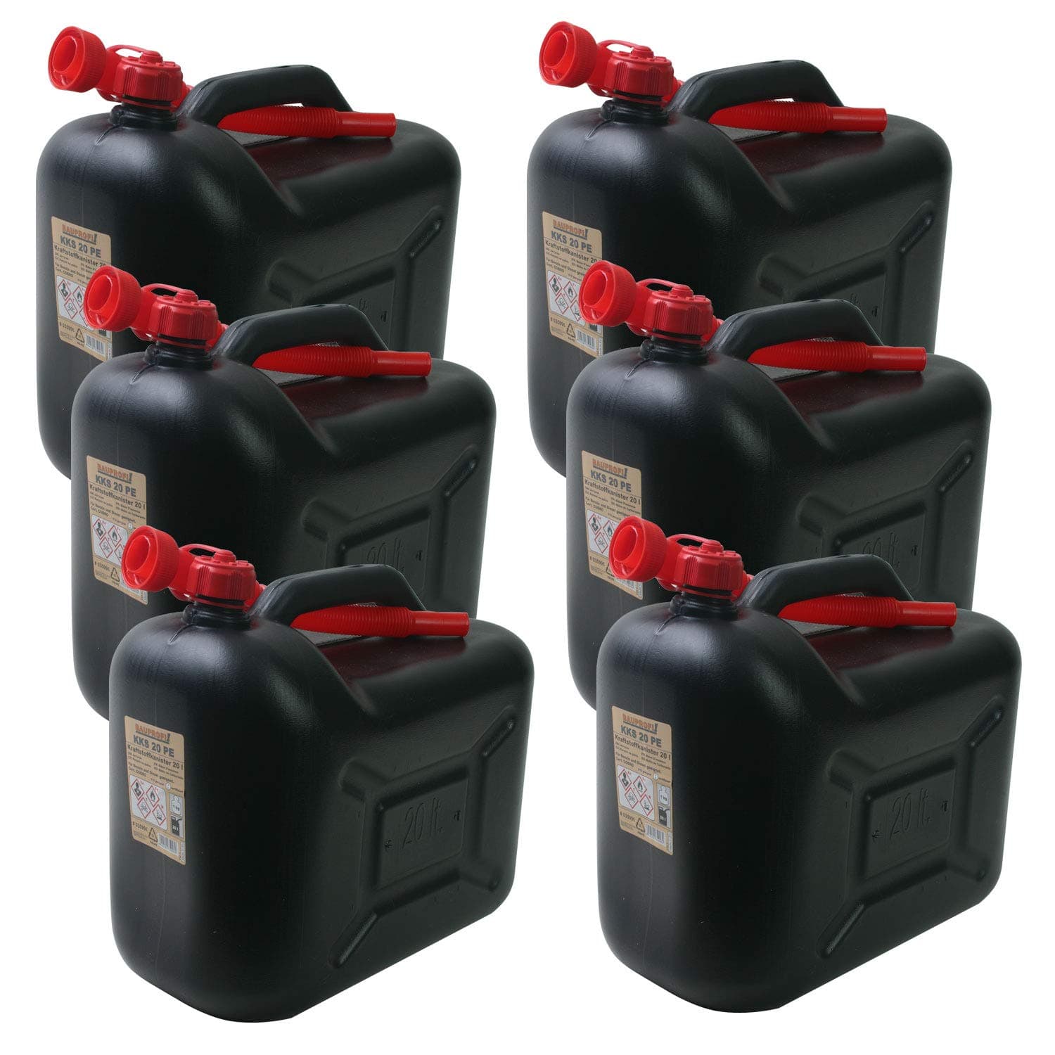 🔥 Mega-Deal: BAUPROFI 6er Set Benzinkanister 20L Schwarz! ⛽️