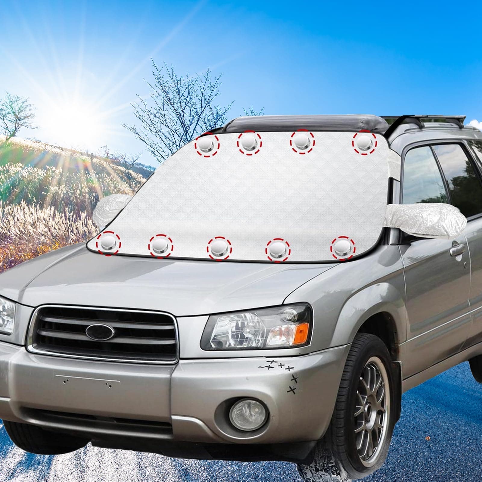 🚗🌞 Kiaitre Ultradick Scheibenabdeckung - Windschutzscheibenabdeckung für Auto - Sonnenschutz und Schutz vor Witterungseinflüssen