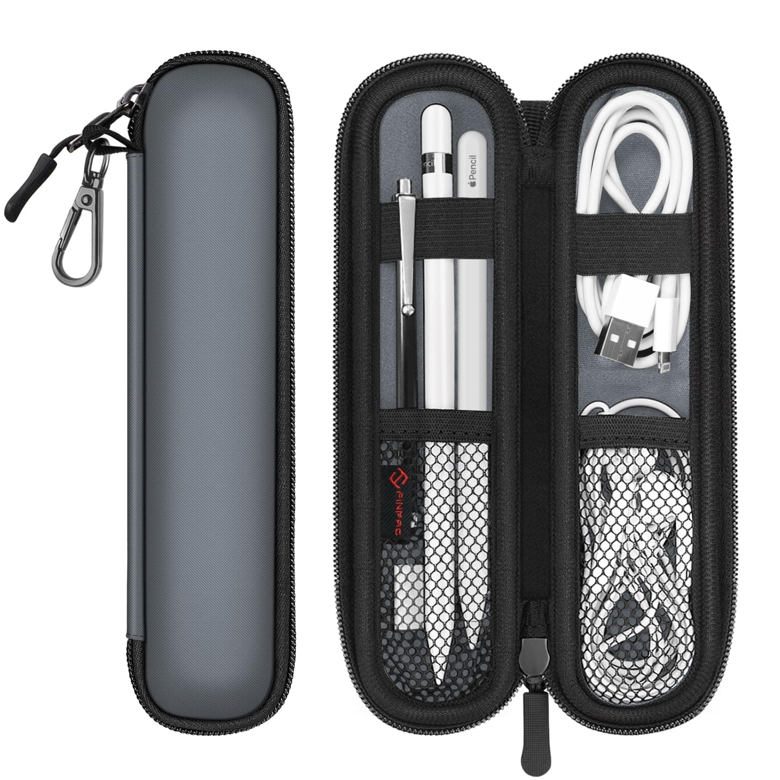 🎨 FINTIE Stifthalter Tasche für Apple Pencil Pro/USB-C & Apple Pencil 1./2. Gen Grau - Schutzhülle mit Reißverschluss