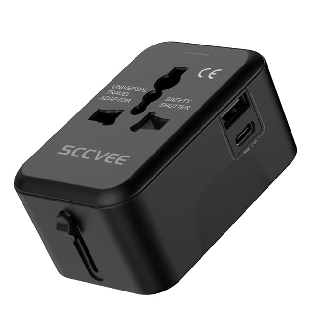 🌍🔌 Reiseadapter Weltweit Universal mit USB C und USB A Port