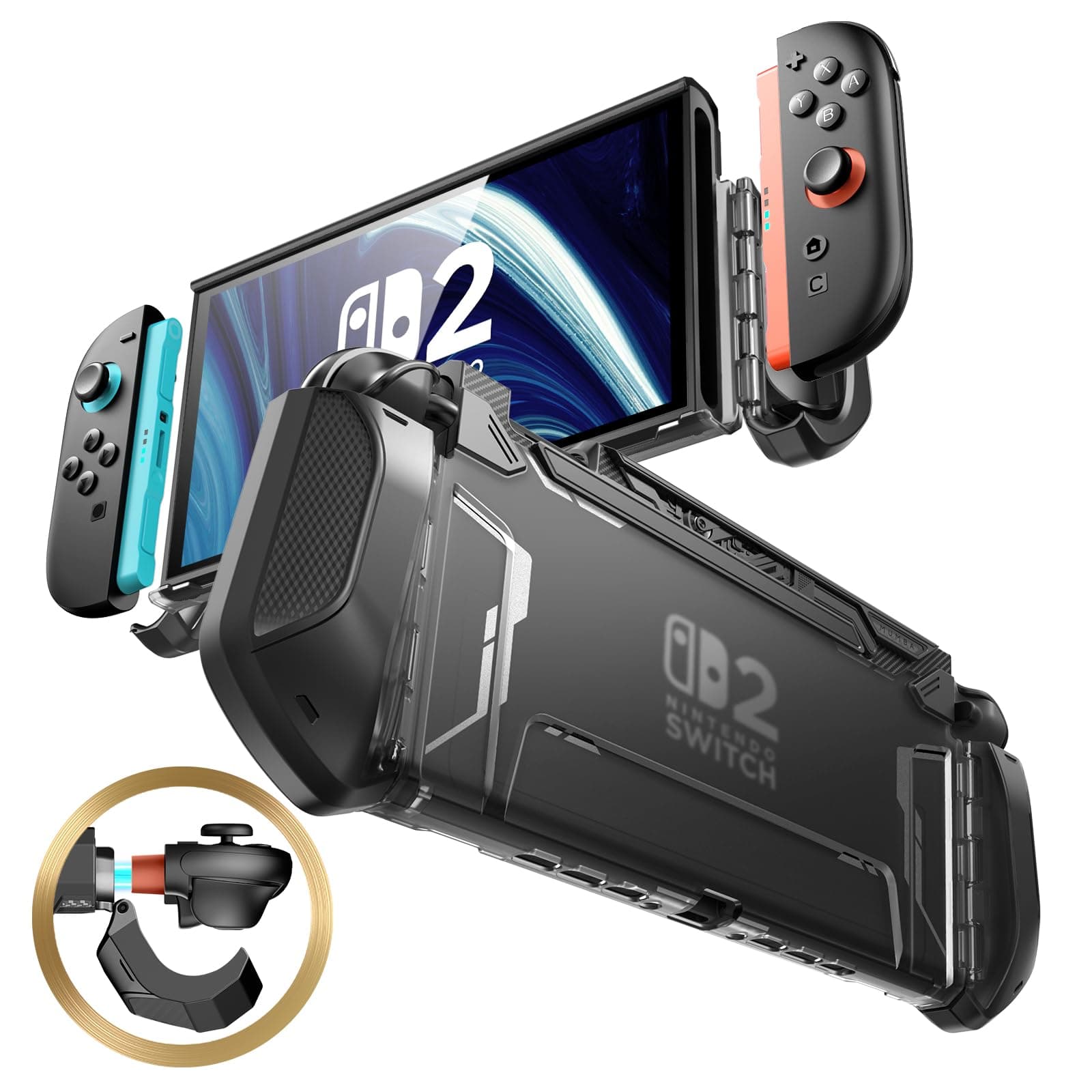 🎮 Mumba Dockable Hülle für Switch 2 2025 - TPU Griff Schutzhülle Tragbar Case Cover 🎮
