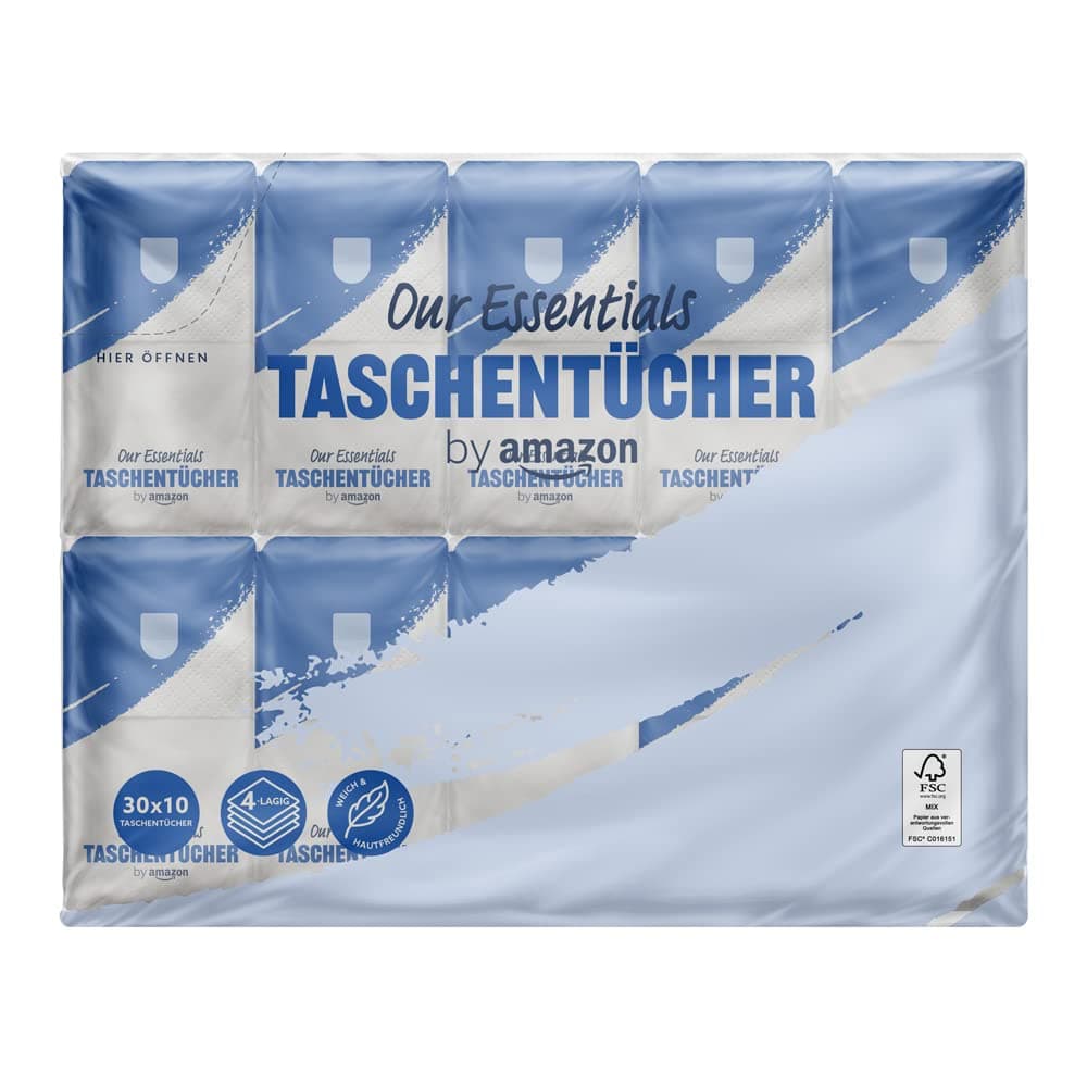 🌟 Mega Deal! Taschentücher 4-lagig, 300 Stück (30 Packungen mit 10) 10 Stück (30er Pack)