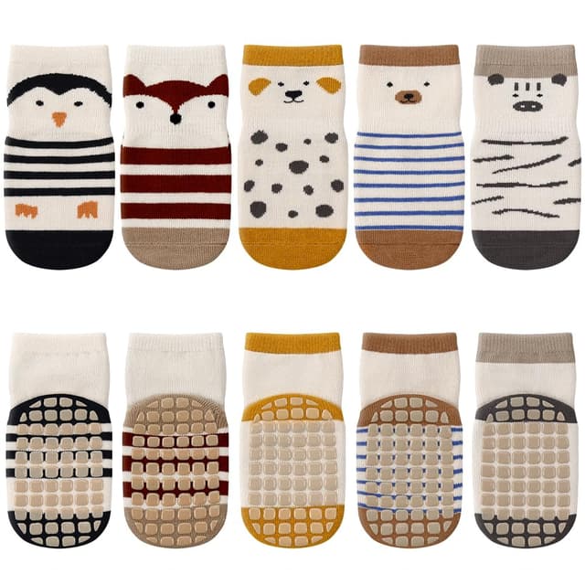 Kyopp Baby Socken: ABS rutschfeste Tiermotive Crew Socks 1-3 Jahre