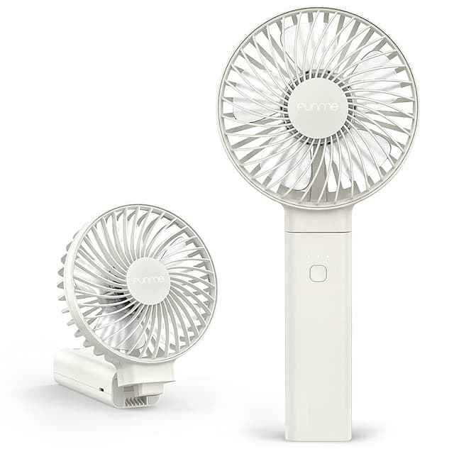 🌬️ Funme Handventilator Akku - Starker Wind - Leiser Ventilator - Tragbarer Tischventilator - 2024 Neu - 4 Stufen - Mattweiß