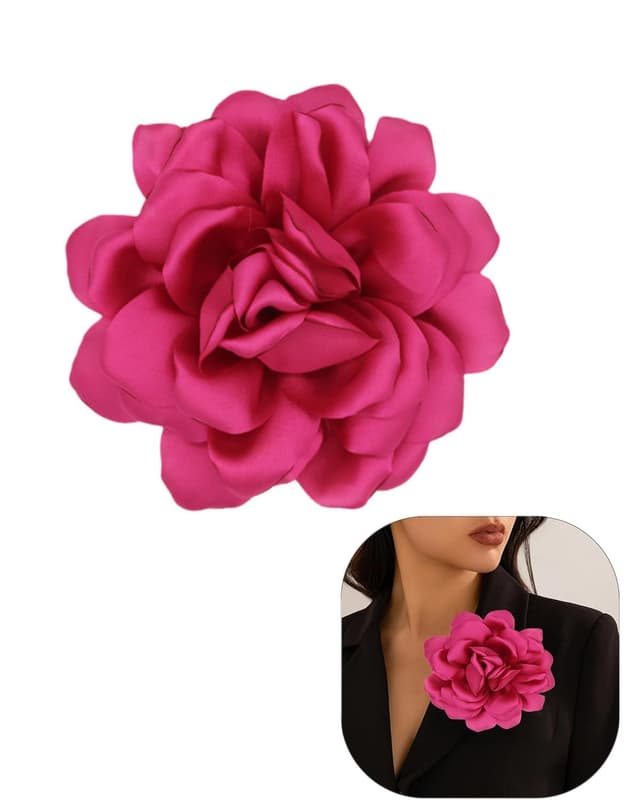 🌹🌺 LOZTBUE 1 Stück Rosen-Blumenbrosche, große Musselin-Brosche