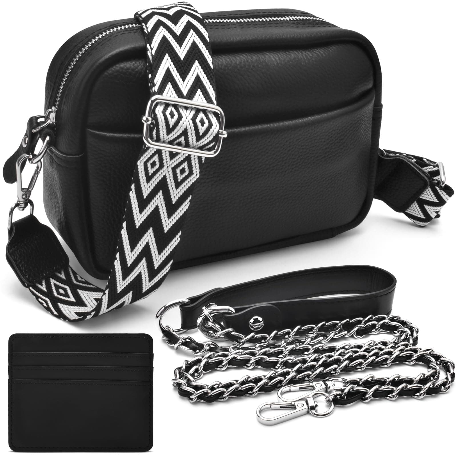 👜 BROTOU Handy Umhängetasche aus echtem Leder mit Retrostil und auswechselbaren Schultergurten